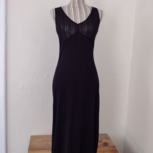 More & More Black Sleeveless Semi Sheer Body Con Midi Dress NWT